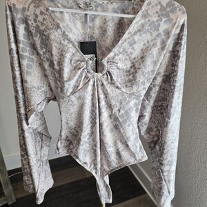 Snakeskin Print Bodysuit Top